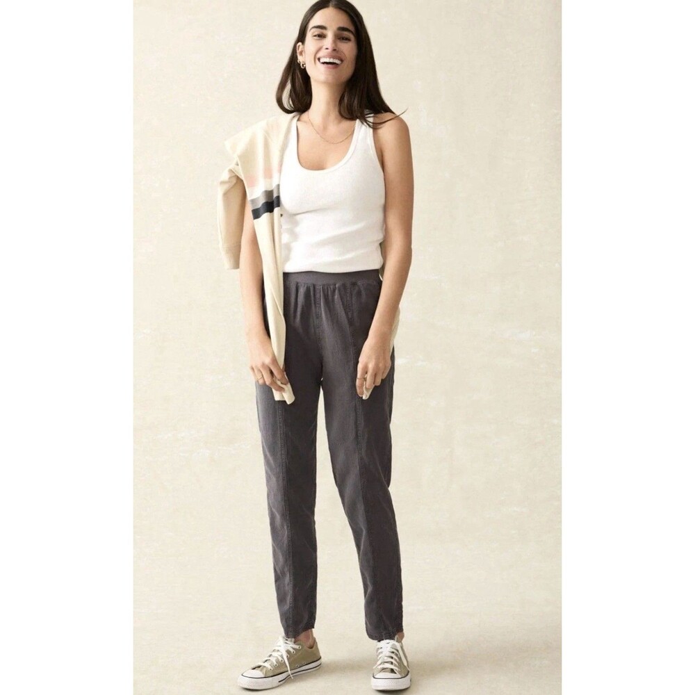Faherty Arlie Pant Medium Faded Black Linen Blend Pull On Tapered Pockets Casual